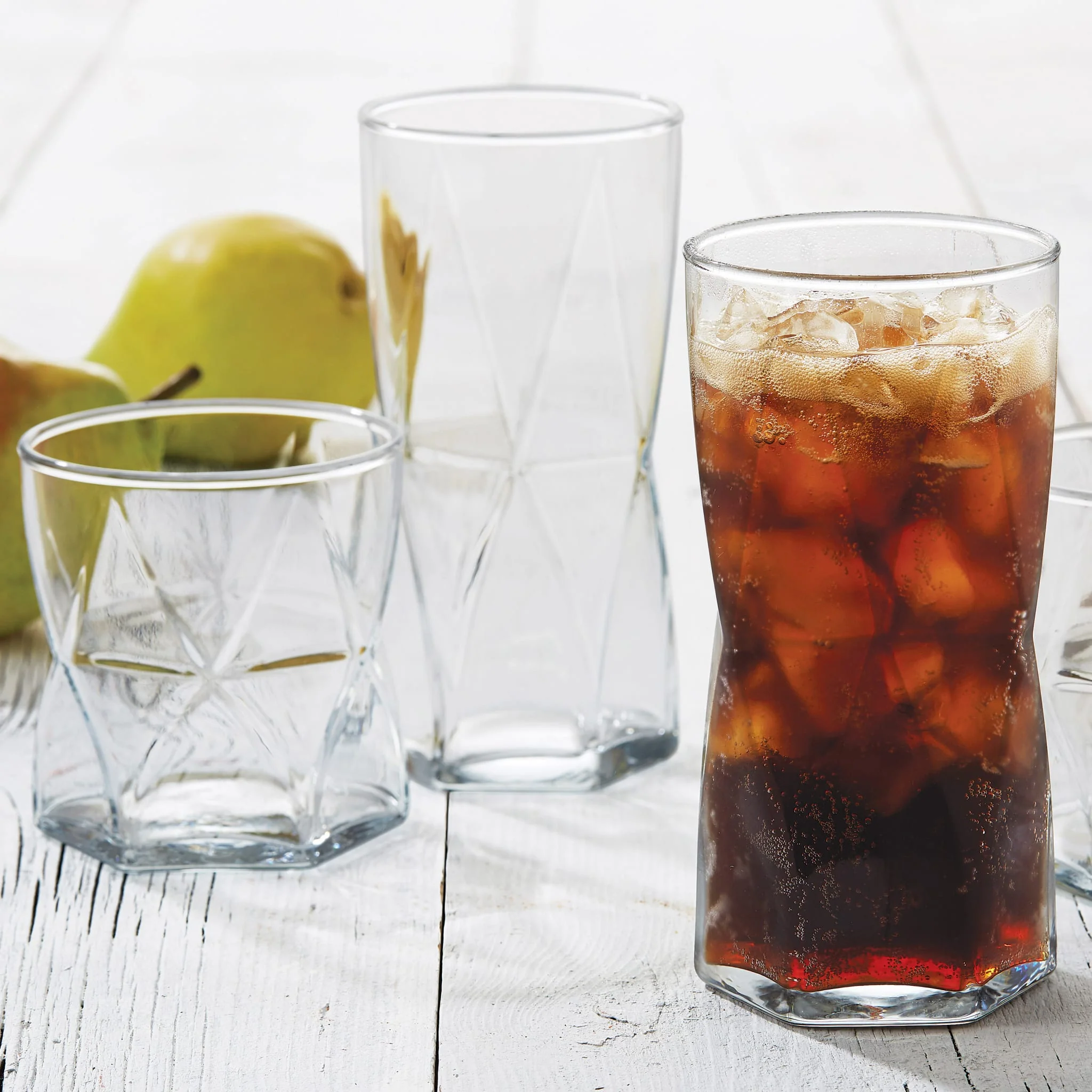 Libbey Rhombus 16 件套平底杯与烈酒杯套装