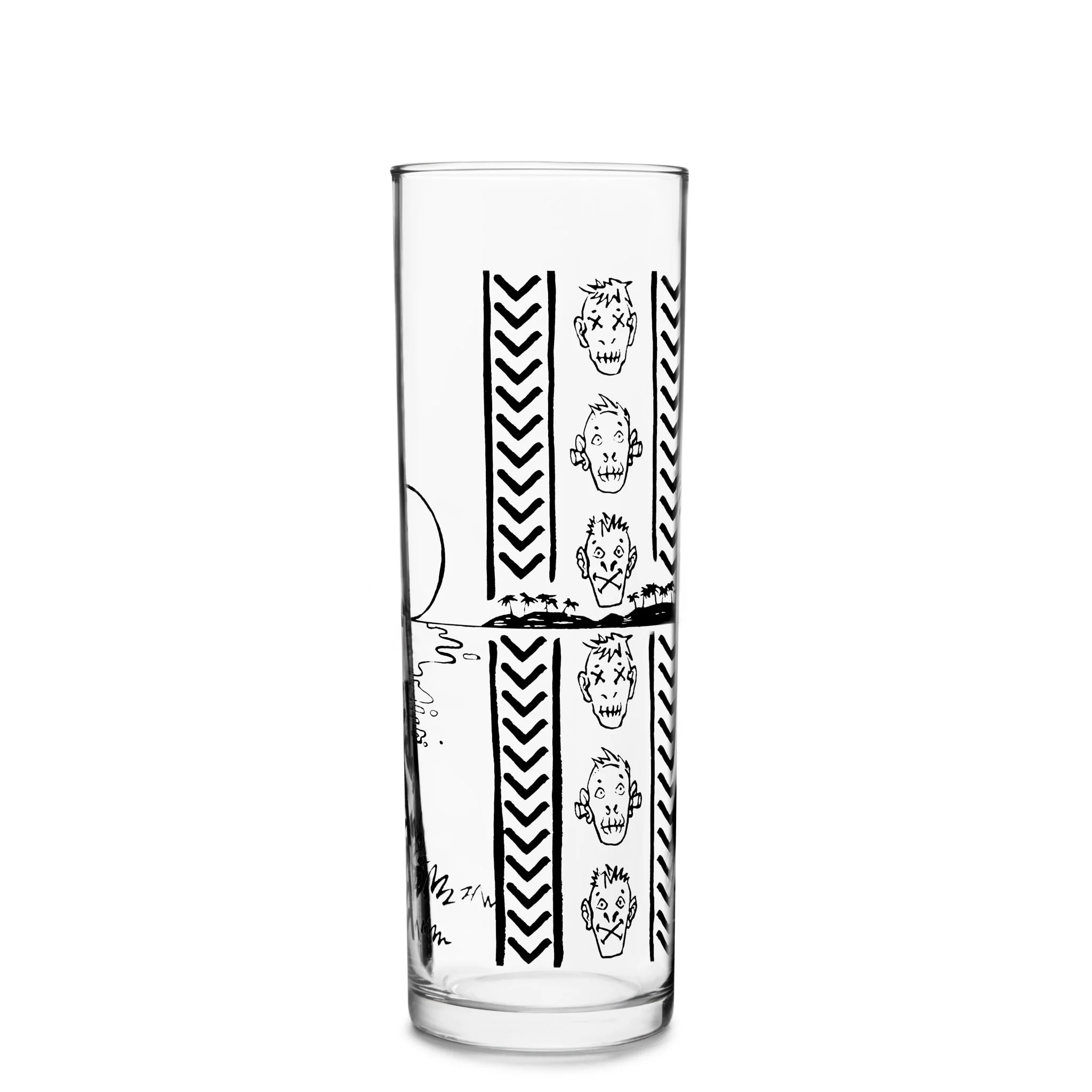 Libbey Tiki Kahiko Zombie 杯，黑色夏威夷草裙舞女郎与 Tiki 面具图案，13.5 oz，4 只装